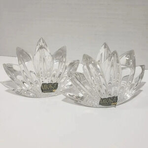 VTG Mikasa Set of 2 German Crystal Fleurisse Taper  Candle Holders.